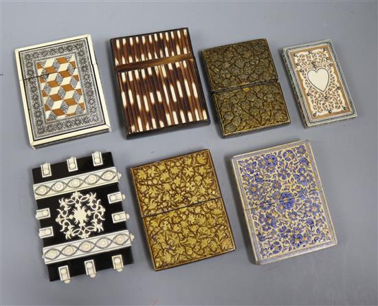 Three 19th century Indian ivory mounted card cases (7)